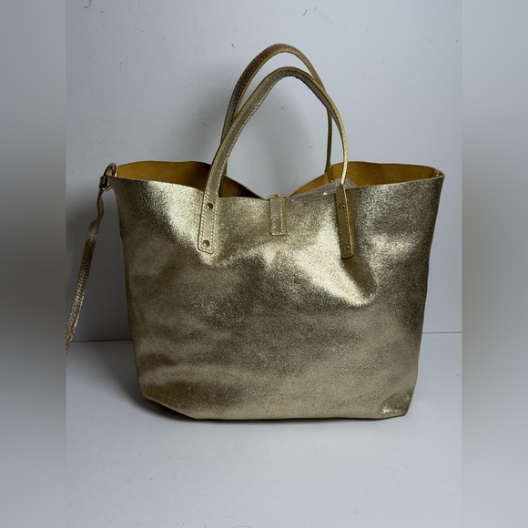 Tiffany & Co. Reversible Tote Bag Metallic Gold Leather/Mustard Suede - Picture 8 of 16